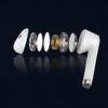 Westend G100 langattomat nappikuulokkeet – tuotekuva, exploded view ja komponentit