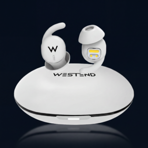 Westend Little Marvel urheilokuulokkeet – tuotekuva, sivuprofiili ja design