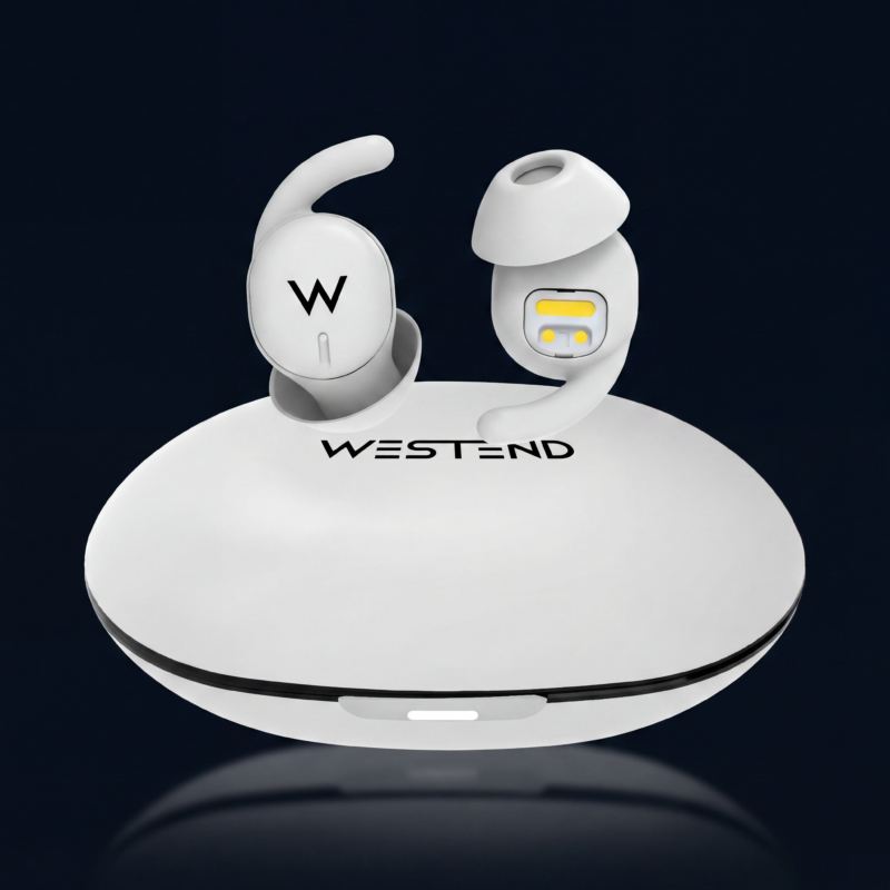 Westend Little Marvel urheilokuulokkeet – tuotekuva, sivuprofiili ja design