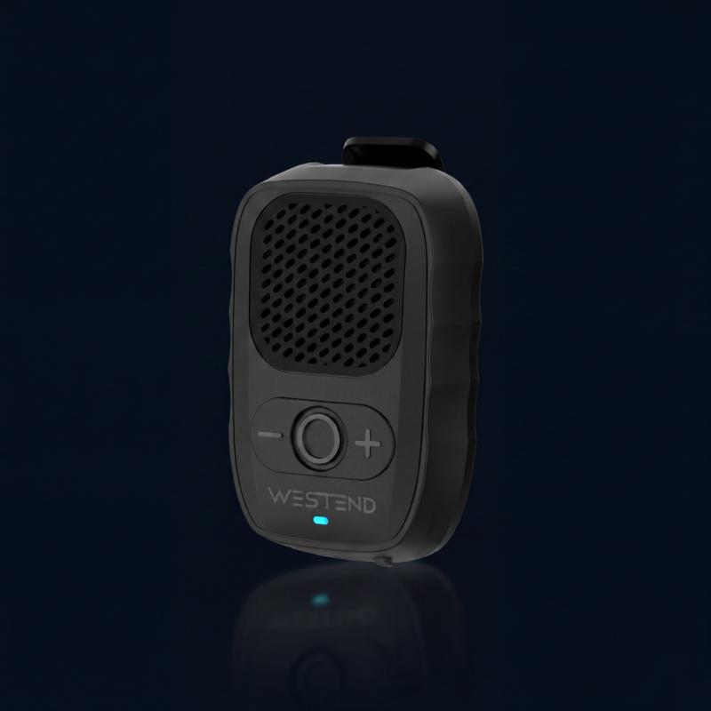 Westend Communicator handsfree-viestintälaite – tuotekuva, pääkuva ja kaiutin
